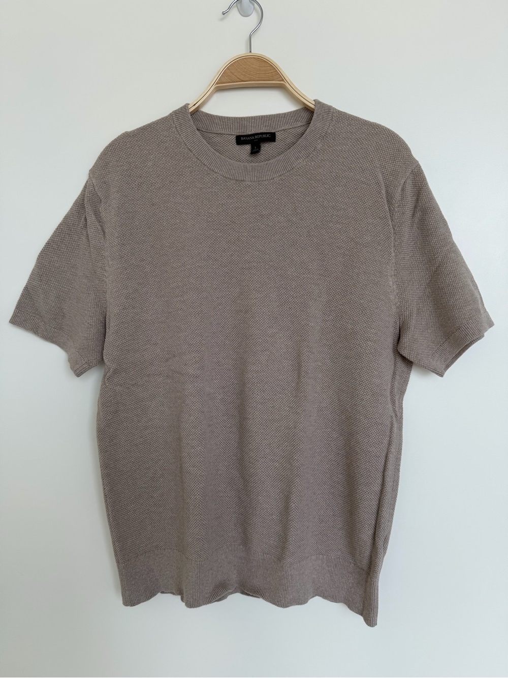 Banana Republic Short Sleeve Textured Knit Shirt - Taupe